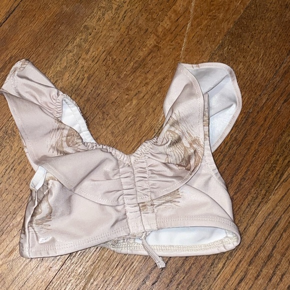 •KATE QUINN•3-6 MONTHS NATURAL & BROWN SWAN RUFFLE BIKINI SET - Picture 6 of 7